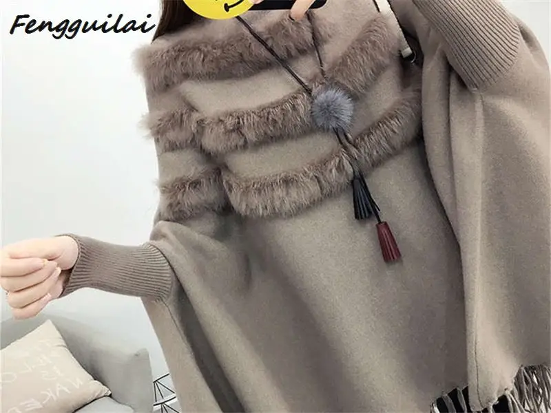 

New Spring Autumn Gray Pullovers Sweaters Loose Tassel Soft Shawl Poncho Women Slash Neck Bat Long Sleeve Pullover Sweater Shawl