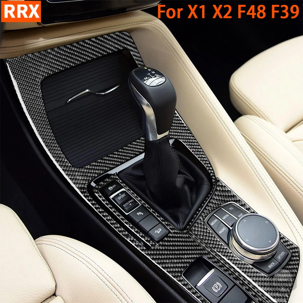 

For BMW X1 F48 2016-2021 X2 F39 2018-2021 Gear Shift Panel Multimedia Knob Frame Cover Trim Carbon Fiber Stickers Interior