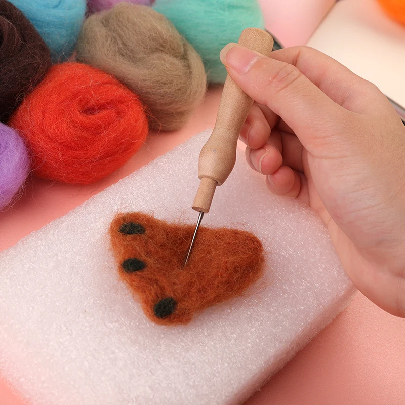 36/50 Color DIY Wool Felt Kit Handle Wool Felting Tools Handmade Felt Needle Set 7pcs Pack Felting Fabric Materials Accessories images - 6