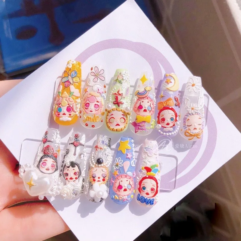 

1Pc 5D Nail Art Cute Girls Stickers Relief Pattern Designer Sticker Decals Many Different Images Manicure Foil Tips For DIY
