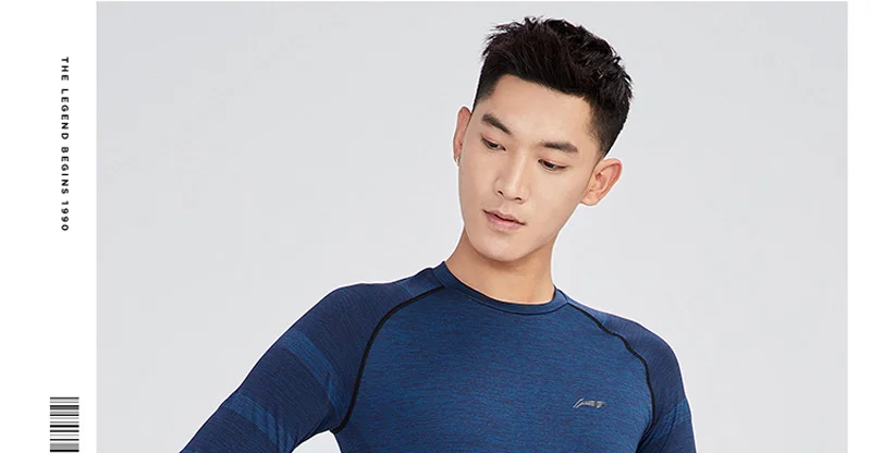 Li-Ning мужская тренировочная серия, футболка с длинным рукавом, облегающая, 72% Nylong, 28% полиэстер, подкладка, комфортные спортивные топы ATLN139 MTL995