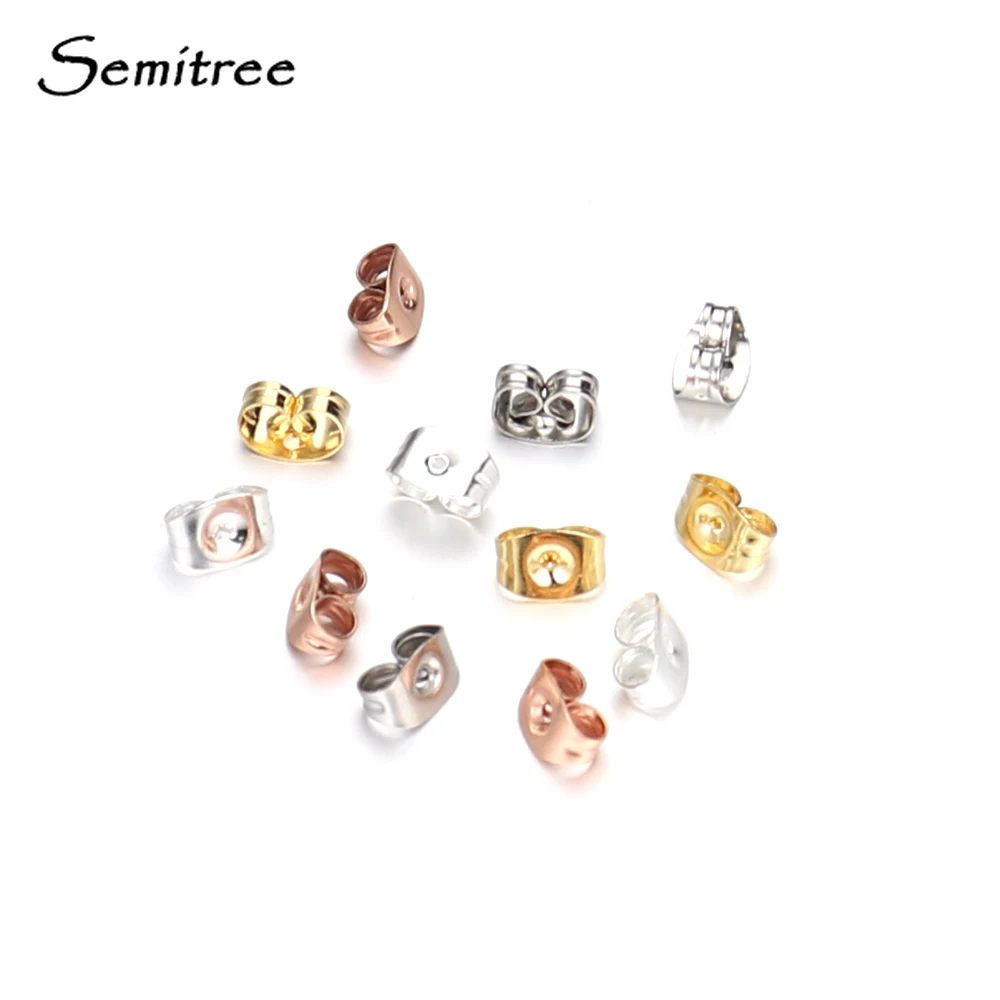 

Semitree 100Pcs Stainless Steel Rose Gold Earring Back Earrings Stopper DIY Earring Findings for Handmade Crafts Jewelry Making