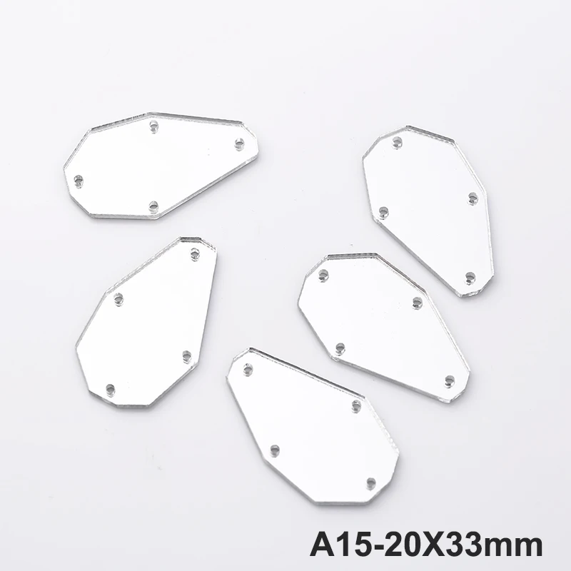 A15-20X33mm RESEN формы смешивания Пластиковые акриловые зеркальные пришитые Стразы с отверстиями с плоской задней стороной кристалл акриловый камень для пришивания для сценического костюма - Цвет: A15-20X33mm