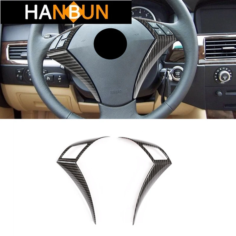 

Carbon Fiber Color Steering Wheel Buttons Decorative Frame Cover Trim For BMW 5 Series E60 E61 2003-2010 Interior Accessories