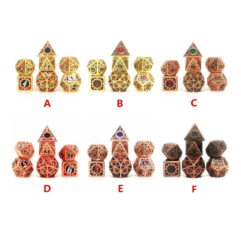 

Metal Dice Set DND Board Game 7pcs Polyhedral Dice for RPG Role Playing Game