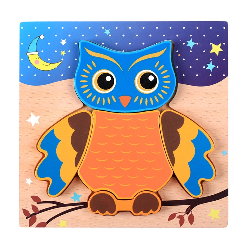 3D Wooden Puzzle Jigsaw Montessori Materials Clever Board High Quality Owls Baby Early Learning Cognition Educational Toys | Игрушки и