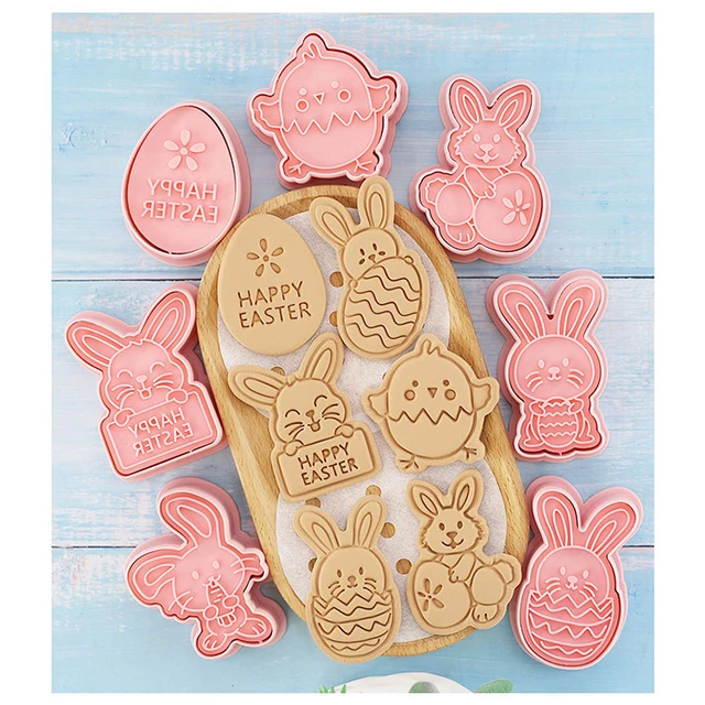 Easter Plastic Cookie Cutter Rabbit Egg Biscuit Mold 3D Cartoon 3