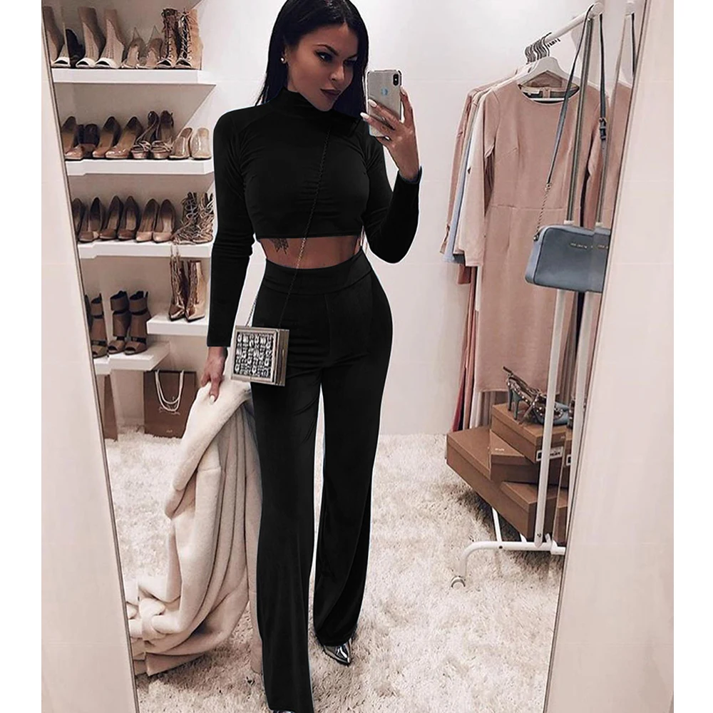 Новинка брендовый Женский комплект из 2 предметов длинный рукав однотонный