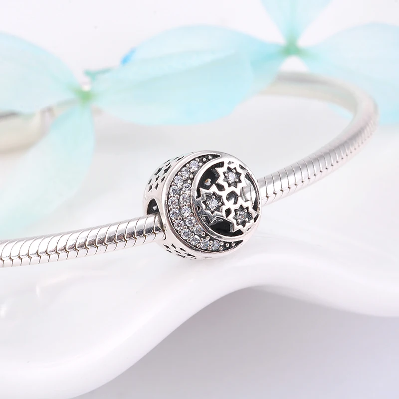 2018 летние Очаровательные бусы из стерлингового серебра 925 пробы звезда Луна