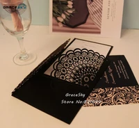 50pcs free shipping laser cut 2020 new lace flowers wedding invitations cardscustomized cards for wedding invitations rsvp