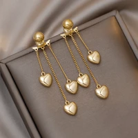 korea new design fashion jewelry tassel love pendant gold earrings elegant womens work daily accessories