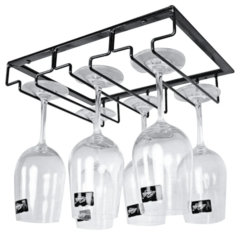 

Hanging Rack Under Cabinet Stemware Organizer Glass Goblet Iron Rack Bar Tool Wine Glasses Holder Bartender Stemware