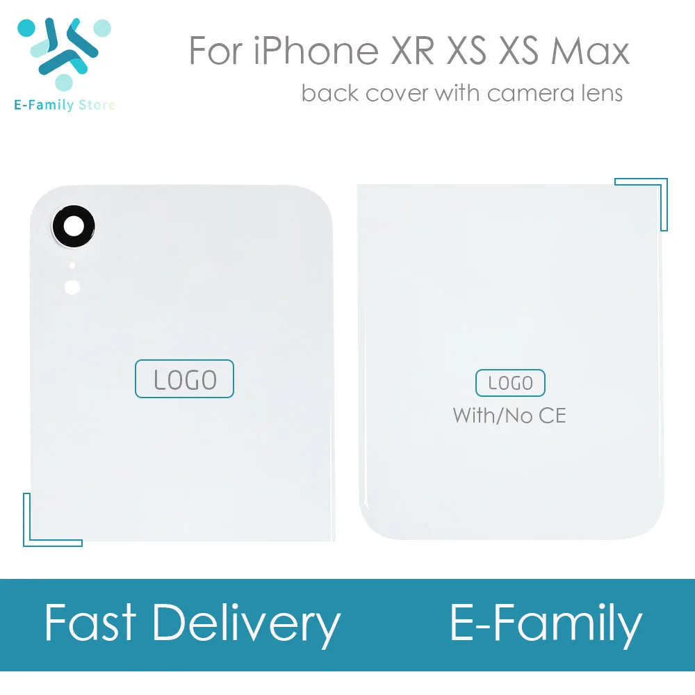 E-family для iPhone XS Max Задняя крышка батареи Задняя стеклянная крышка корпуса чехол+ наклейка запасная часть для iPhone XR с объективом камеры