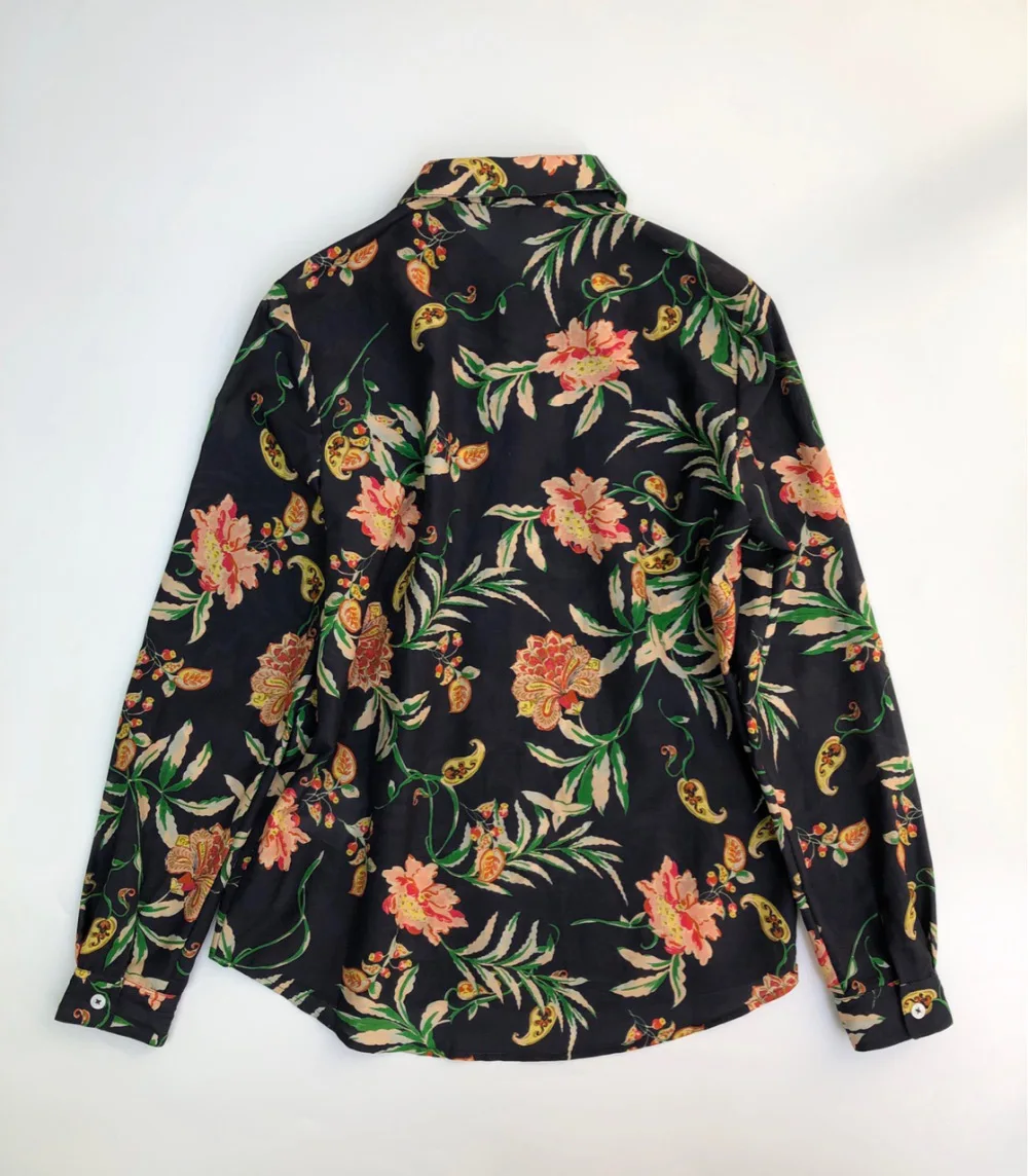 Elfbop шелковая Хлопковая женская блузка с цветочным принтом новейшая рубашка