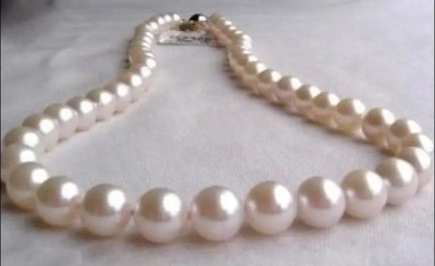 Prezzo Classica Collana Di Perle Bianche Naturali Del Mare Del Sud 10-11mm 18 Pollici Argento 925