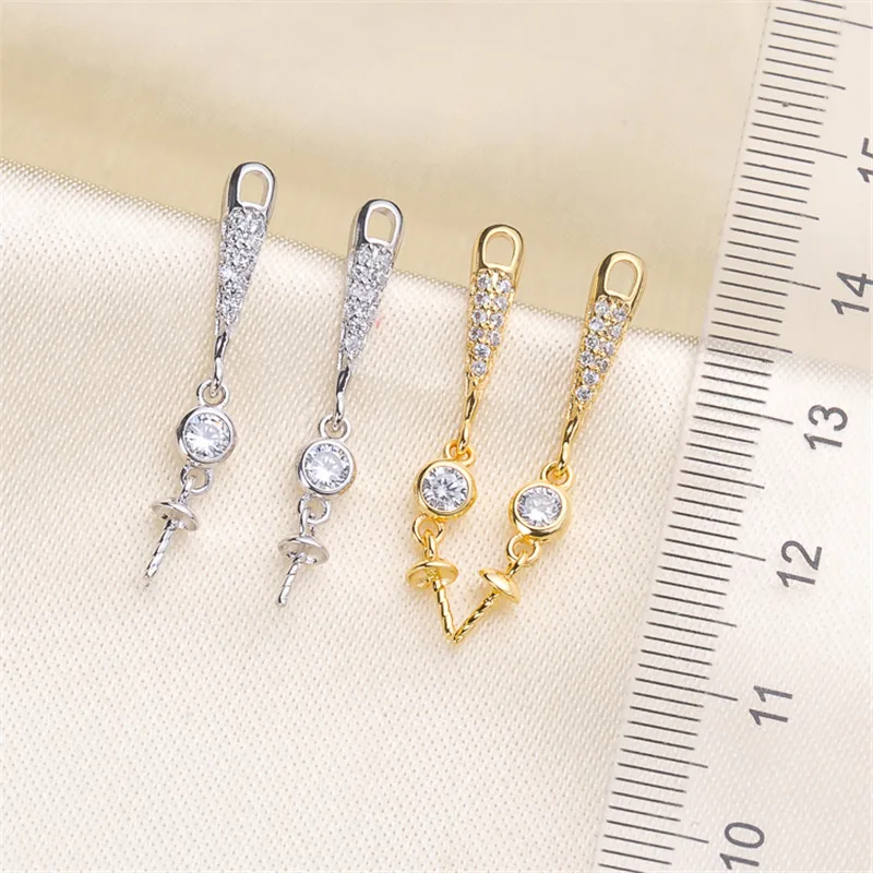 

Trendy Pearl Earrings Accessories 925 Silver Plating Earrings Findings Dangle Earring Jewelry Parts Fittings Mountings DIY Gift