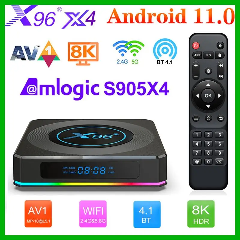 

New X96 X4 Amlogic S905X4 Smart TV Box Android 11 4G 64G Dual Wifi BT4.1 4K Youtube 100M Media Player Set Top Box TV Receivers