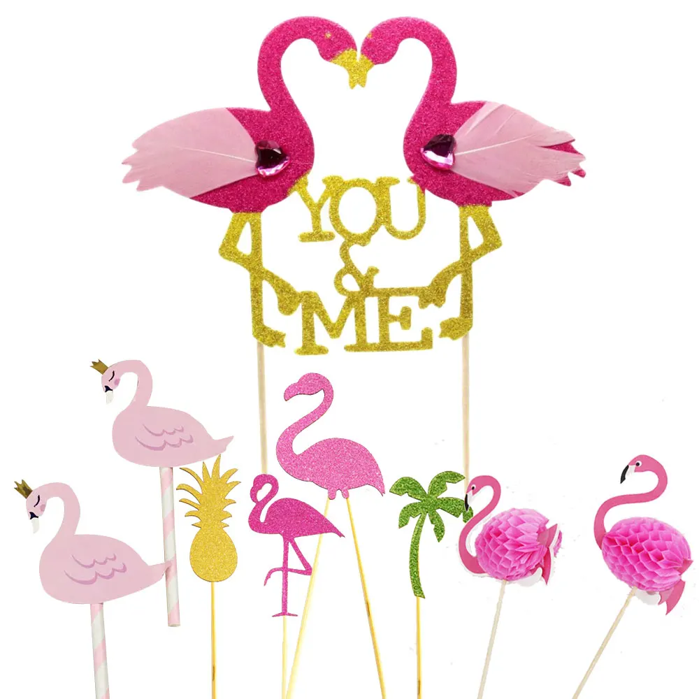 Фигурки для торта ZLJQ розовые дня рождения кекса флага детей душа Hawai пляжа