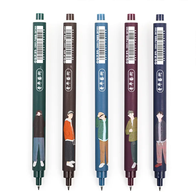 

5 pcs/lot New Arrival Brand Literary Youth Gel Pens Stationery Pen Office School Smooth Writing Supplies Cute Student Prize Gift