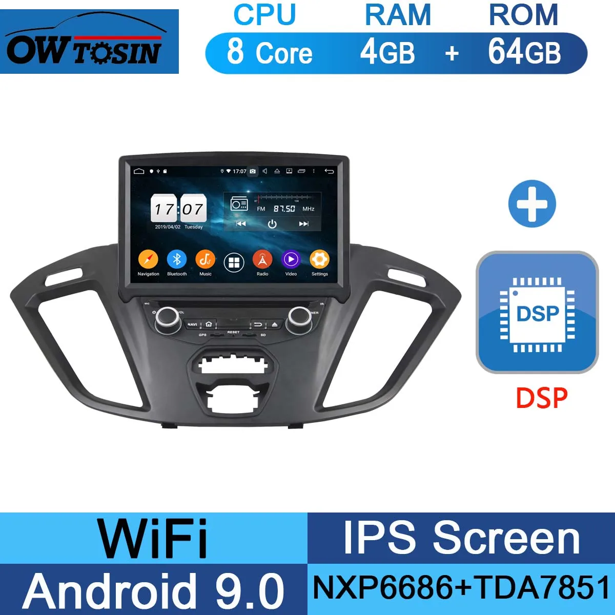 64G DSP " ips 1920*1080 8 ядерный 4G+ 64G Android 9,0 автомобильный dvd-плеер для Ford Transit Custom 2013 DSP радио gps - Цвет: 64G DSP