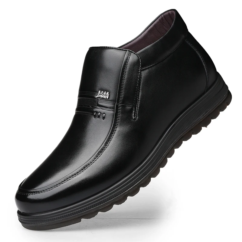 Мужские зимние ботинки из натуральной кожи с хлопковой подкладкой|Зимние сапоги|