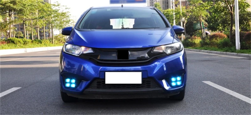 Автомобильный мигающий для Honda jazz fit светодиодный DRL дневные ходовые огни Дневной светильник водонепроницаемый сигнальный желтый светильник для вождения
