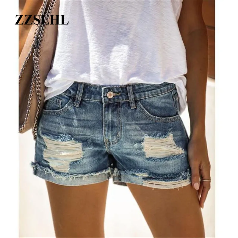 

Summer Women Fashion Sexy Denim Shorts 2020 Vintage Mid waist sexy Ripped Tassel casual Hot Short Jeans Femme Slim Streetwear