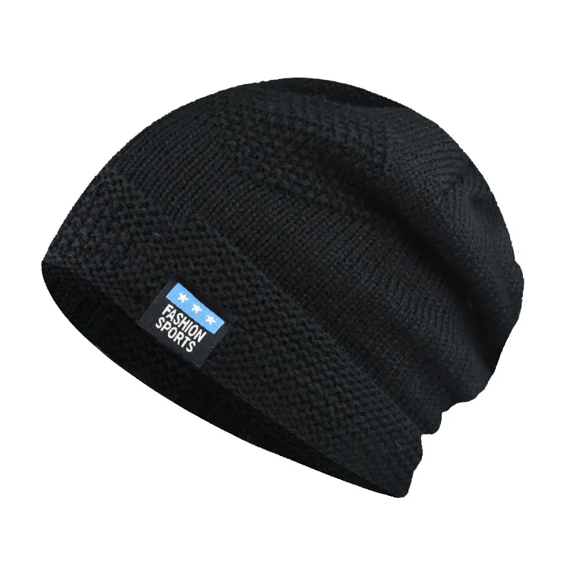 

New Skullies Winter Hat Knitted Woolen Cotton Hat And Velvet Beanies Outdoor Casual Cap For Men And Women