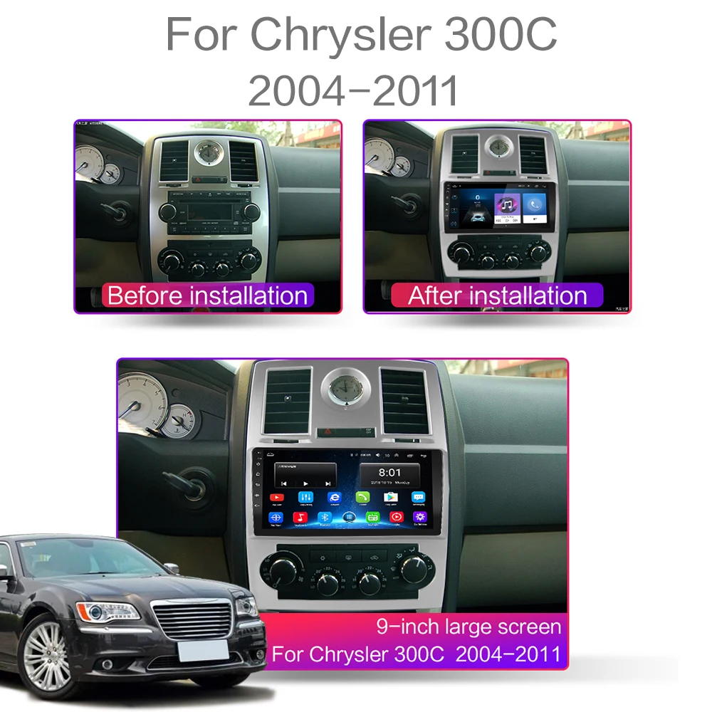 Для Chrysler Aspen 300C 2004-2011 2 Din 2.5D 9 дюймов Android автомобильный мультимедийный видео плеер