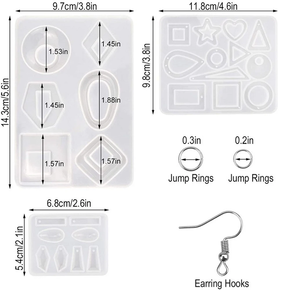 

104pcs/124pcs/248pcs/503pcs Diy Earring Epoxy Mold Jewelry Accessories Set Handmade Epoxy Silicone Mold Necklace Pendant Making