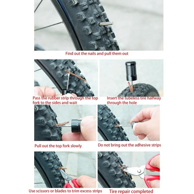 

Bicycle Tire Repair Tools MTB Road Bike Tubeless Rubber Strip Cycling Car Motorcycle Tyre Puncture Repairing Tool G99D