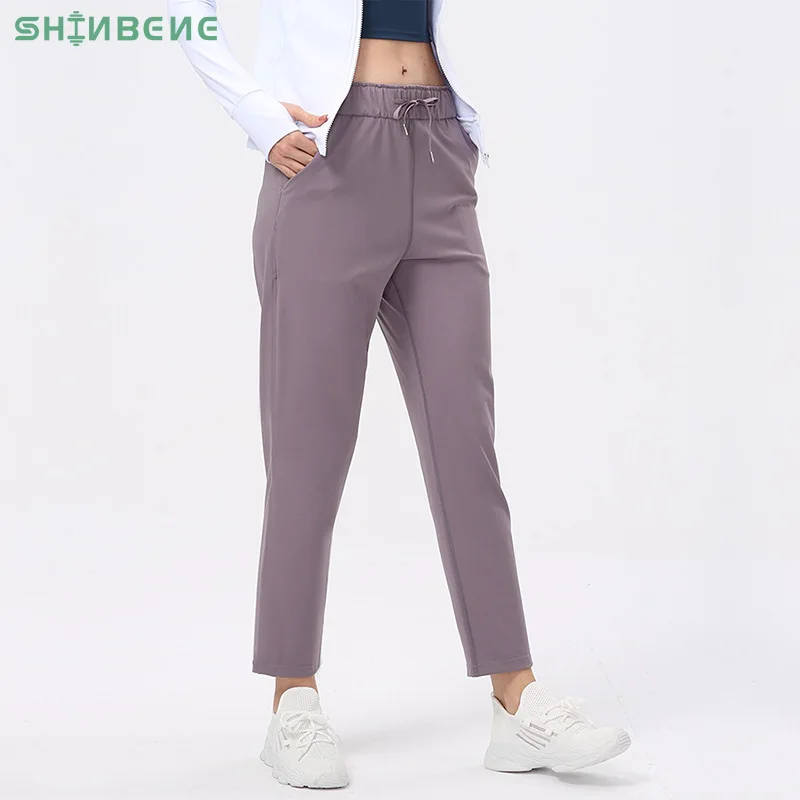 

SHINBENE Cozy Leisure Drawstring Fitness Workout Sweatpants Women Naked Feel Plain Yoga Sport Training Pocket Joggers XS-XL