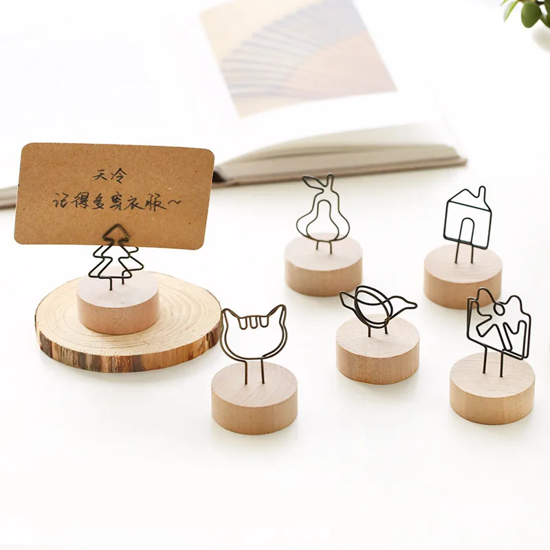 TUTU Creative Round Wooden Photo Clip Memo Name Card Pendant Holder Note Articles Picture Frame Table Number H0326 | Канцтовары для
