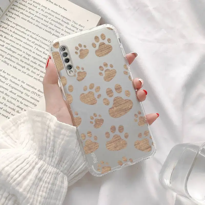 

Cute cartoon Dog feet Phone Case Transparent for Redmi note cc K 30 10 20 8 9 8 S E T X PRO