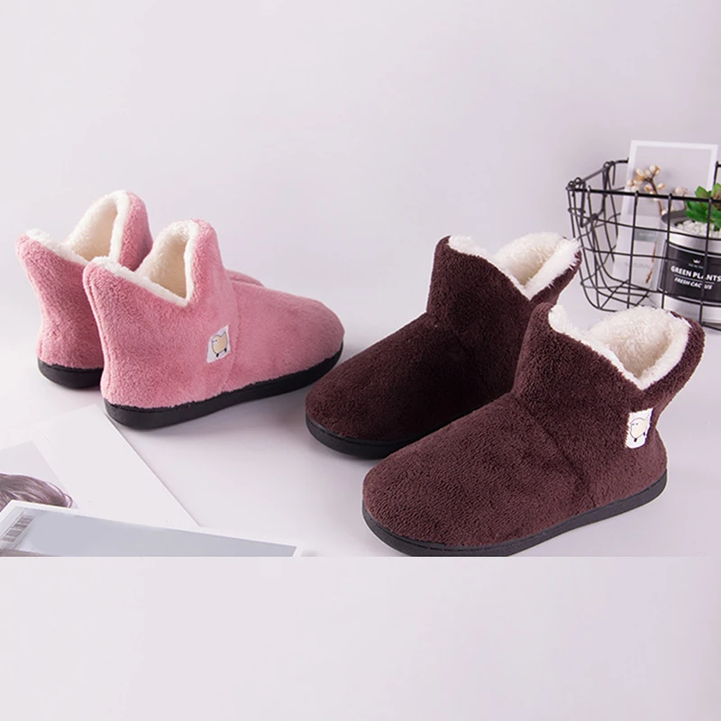 

36-45 Large Size Cotton Shoes Shallow Mouth Snow Boots Women Winter Warm Short Boots Non-Slip Plus Velvet Home Shoes