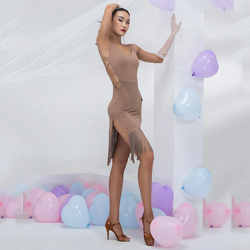 Женский костюм для латиноамериканских танцев откровенное платье с бахромой на