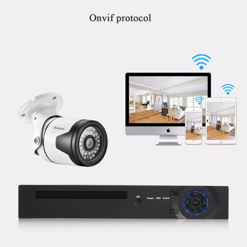 AZISHN безопасности POE IP камера 4MP H.265 Водонепроницаемая наружная видеокамера ночного видения сетевая камера Onvif 48 В рое опциональное