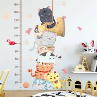 cartoon cats height ruler height measure stickers animal wall sticker for girls kids room growth chart nursery home decoration