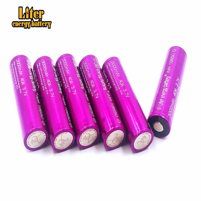 2 шт. литровый Аккумулятор для электронной сигареты аккумулятор 18650 3000 мАч 40a