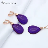 sz design new exaggerate big water drop dangle earrings jewelry sets for women personality party jewelry pendant necklace