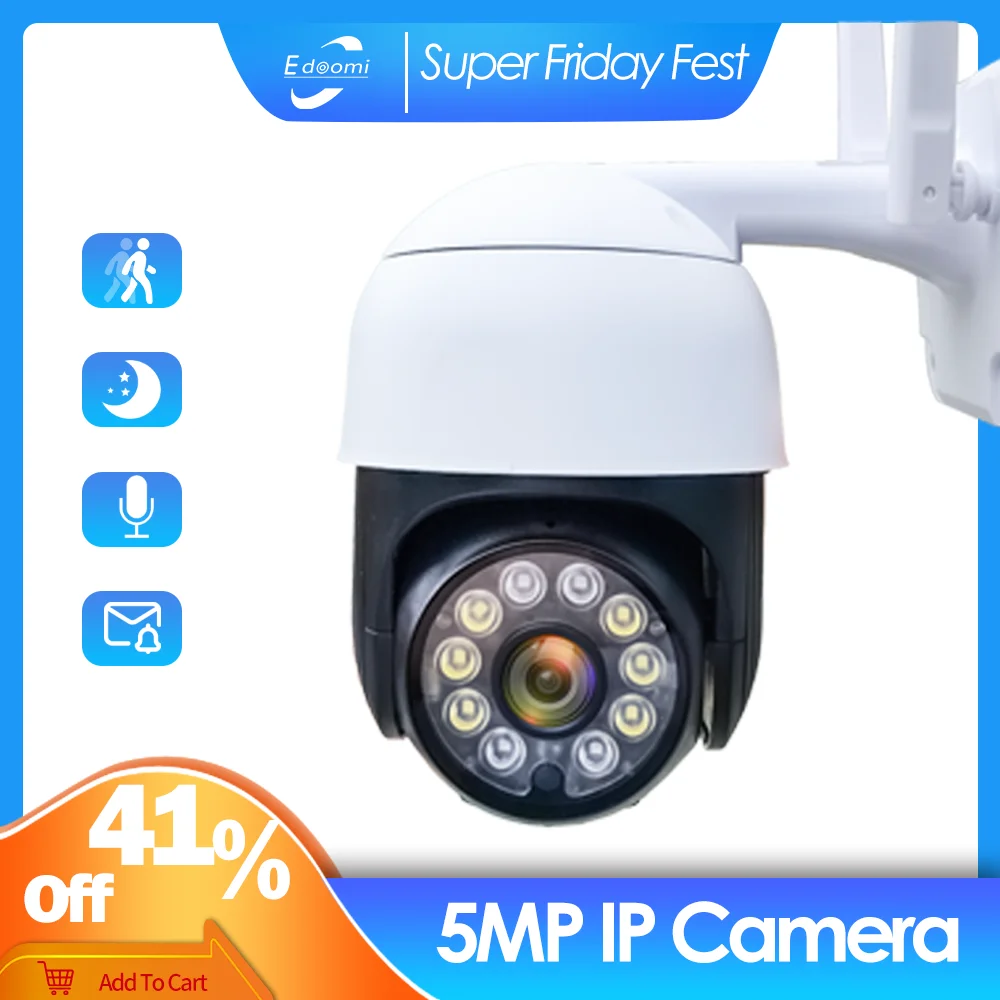 

5MP IP Camera Outdoor Security Camera WiFi Night Vision1080P CCTV Video Surveillance Camera 2-Way Audio Motion Detection Alexa