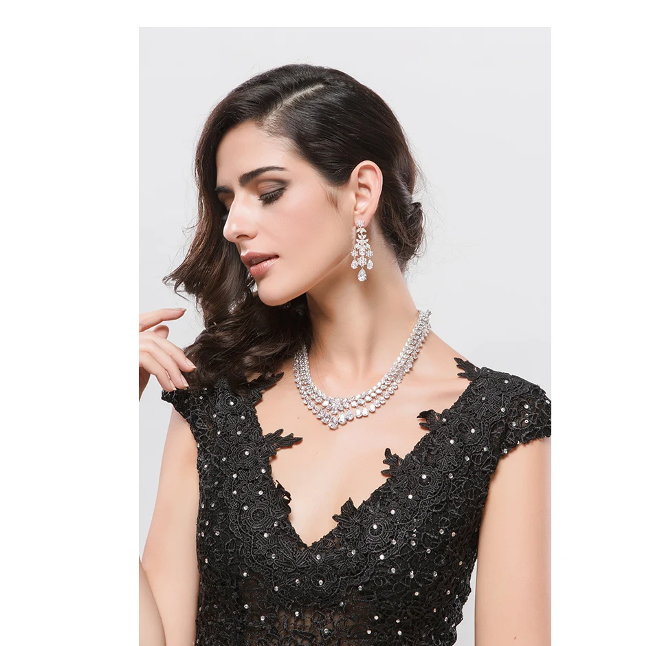LUOTEEMI 2015 Elegant Chandelier Shape Cubic Zirconia Crystal Big Earrings Women Lady Fashion Wedding Party Jewelry | Украшения и