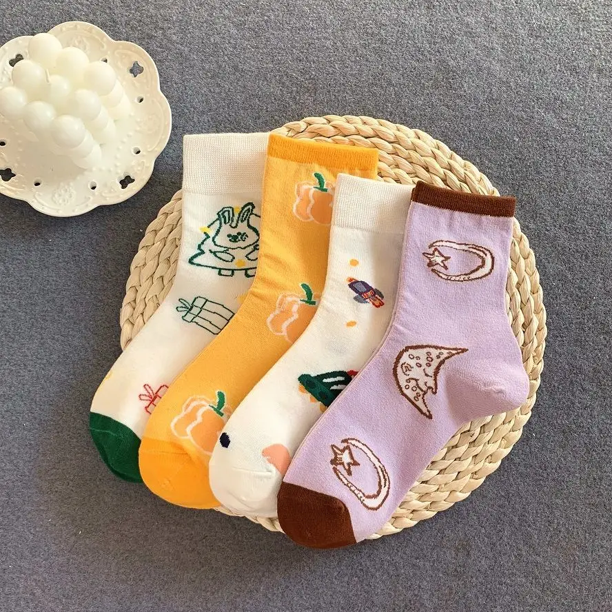 

Sfree 5Pairs Korean Version of The Tube In Autumn and Winter Cute Japanese College Wind Sweet Wild Warm Jk Stockings
