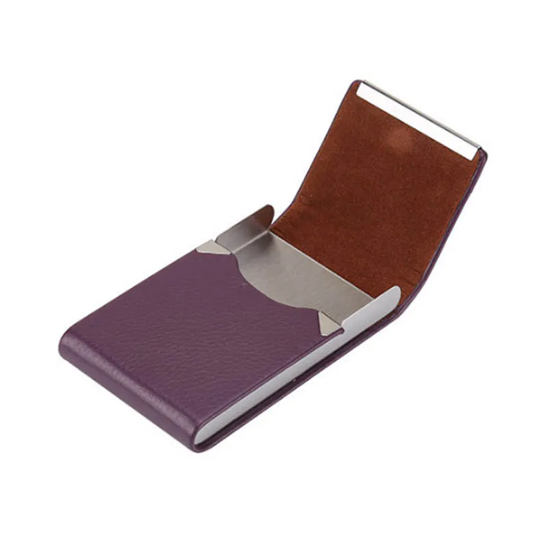 Purple Аксессуары для курения чехол для сигарет 1 шт. Коробка Для Хранения Сигар из нержавеющей стали многофункциональный чехол для карт s PU держатель для табака - Цвет: Purple