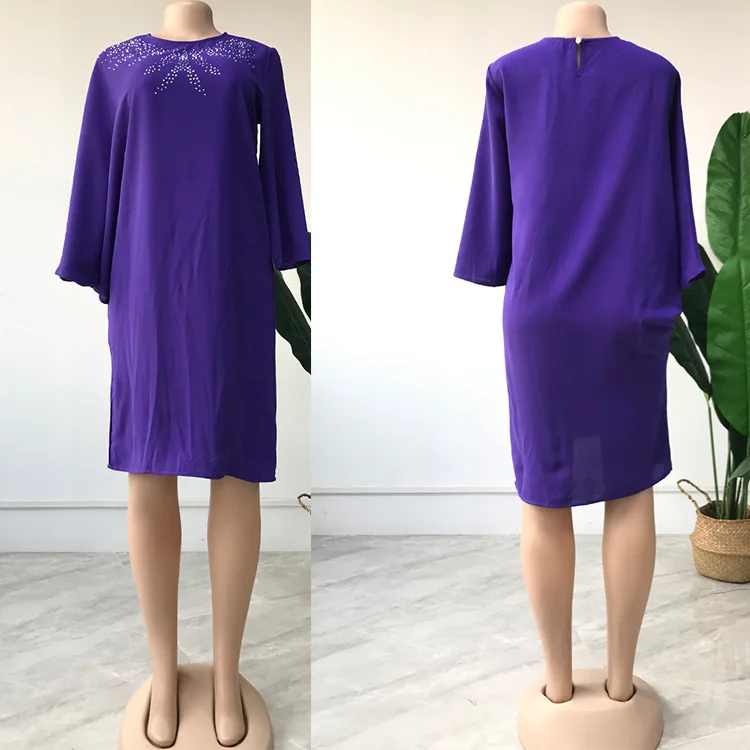 Африканские платья для женщин Осенние африканские женщины фиолетовое зеленое