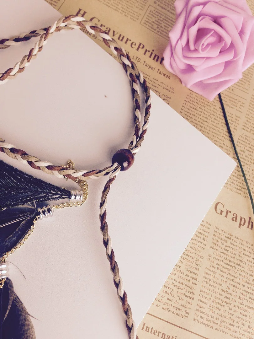 Новинка Женский ободок с перьями павлина богемная индийская головная повязка