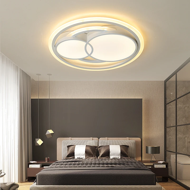 Круглая современная светодиодная Люстра для гостиной, спальни, studyroom light, домашний деко, белый Утюг+ акриловые светодиодные люстры, потолочные светильники