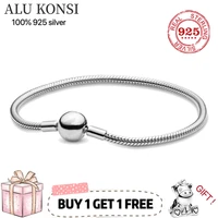 hot sale 100 real 925 sterling silver pan bracelet for women fit original design snake charms bangle diy high quality jewelry