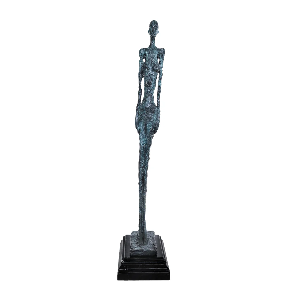 

50cm Abstract Standing Female Statue Famous Giacometti Sculpture Art Replica Bronze Material Collectible Figurine Indoor Decor