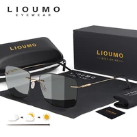 lioumo ultralight design men polarized sunglasses rimless photochromic glasses women rectangle shades uv400 unisex lentes de sol